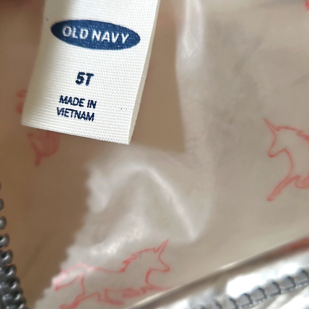 Old Navy clear unicorn raincoat; 5T